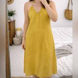 Deluc Halter Linen Midi Dress Sz M